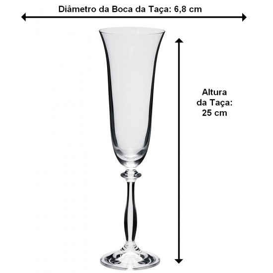 Jogo 6 Taças 190ml Para Champanhe Angela Em Cristal Ecológico Bohemia